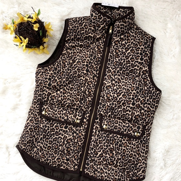 New with tags J CREW LEOPARD PRINT VEST 2 Pockets - Picture 2 of 8